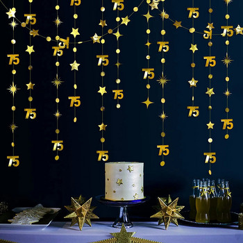 13 фута златно число 65-та кръгла точка звезда 65-та Честит рожден ден гирлянди Декорация на банери 65-годишна годишнина от рожден ден Висящ стример
