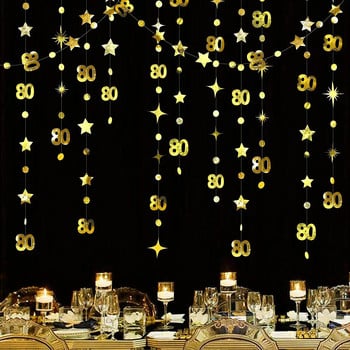 Χρυσός αριθμός 13 Ft 65th Circle Dot Star 65th Happy Birthday Decor banner Garland 65 Year Old Birthday Anniversary Hanging Streamer