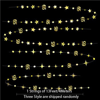 Χρυσός αριθμός 13 Ft 65th Circle Dot Star 65th Happy Birthday Decor banner Garland 65 Year Old Birthday Anniversary Hanging Streamer