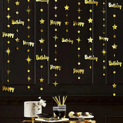 Χρυσός αριθμός 13 Ft 65th Circle Dot Star 65th Happy Birthday Decor banner Garland 65 Year Old Birthday Anniversary Hanging Streamer