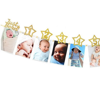 12 Months Κορνίζα Φωτογραφικό Banner Πρώτα Χρόνια Πολλά Διακοσμητικά Παιδικά 1ο αγοράκι Κοριτσάκι 1 Ενός έτους Προμήθειες γενεθλίων