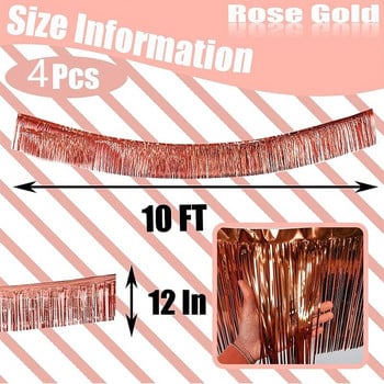 30x300cm Foil Fringe Garland Streamers Banner Κρεμαστό τοίχο με κρόσια κουρτίνα με σκηνικό πανό για διακόσμηση πάρτι γενεθλίων γάμου