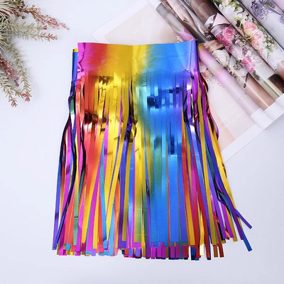 30 x 300 CM folijos kutais girliandos sruogelės Reklaminė ant sienos pakabinama pakraščio užuolaidos fono reklamjuostė, skirta vestuvių gimtadienio dekoravimui