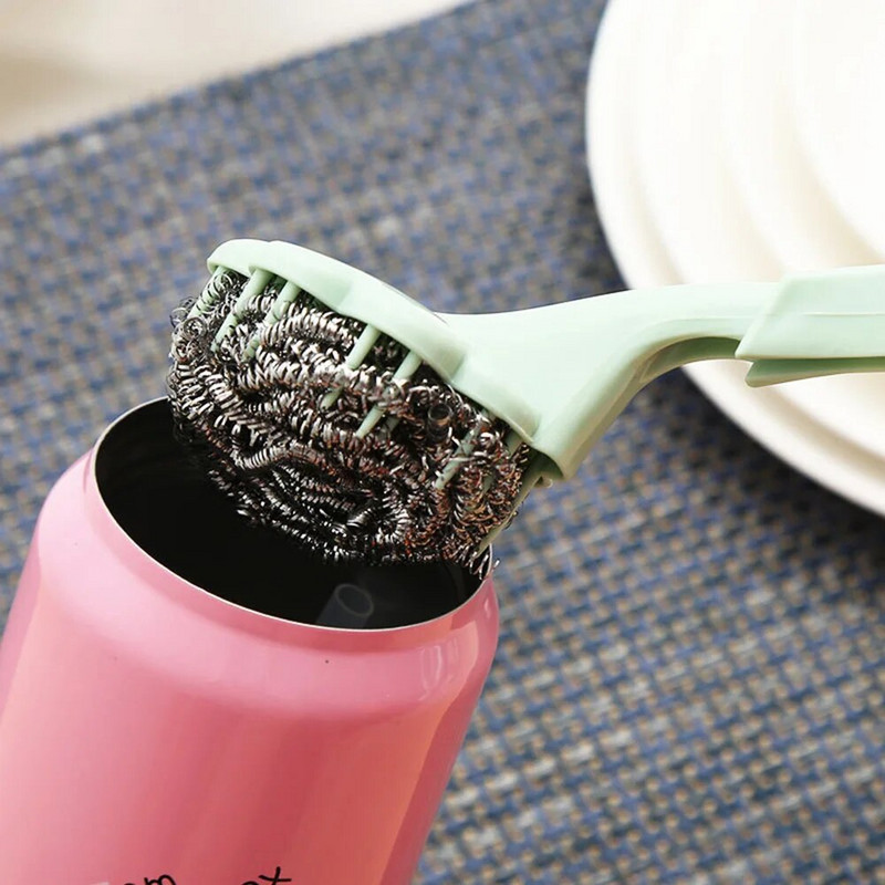 Roostevabast terasest traatkuulhari pika varrega rippuv puhastushari pann Kööginõude käepideme pesutööriist Köögi söögiriistade puhastusvahend