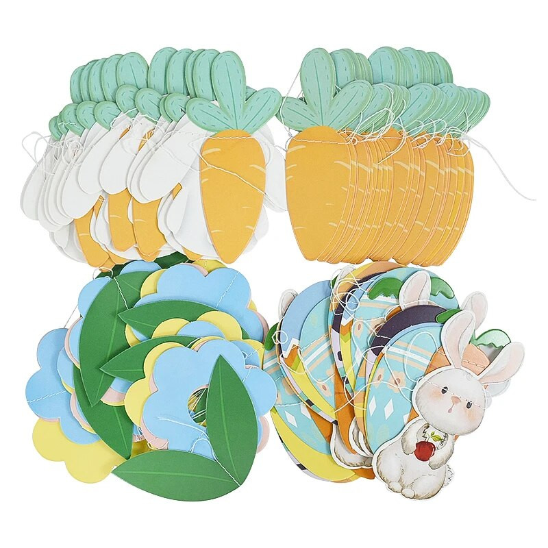 3M Velykų zuikis Kiaušinis Morkų Popierinės reklamjuostės Kabantys Vėliavos Ornamentas 2024 m. Velykų papuošimai namų vaikams Dovanų reikmenys