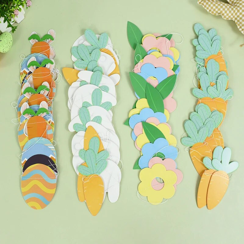 3M Velykų zuikis Kiaušinis Morkų Popierinės reklamjuostės Kabantys Vėliavos Ornamentas 2024 m. Velykų papuošimai namų vaikams Dovanų reikmenys