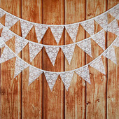 3M balti nėriniai vimpelas 12 vėliavėlių pakabinamas prie sienos Vestuvių pakabinamos reklamjuostės Vestuvių vakarėlio dekoravimo reikmenys