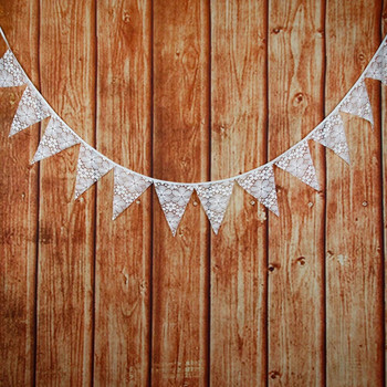 Λευκή δαντέλα 3M σημαιάκι 12 σημαιών Κρεμαστά στον τοίχο Πανό γάμου Κρεμαστά προμήθειες διακόσμησης γάμου