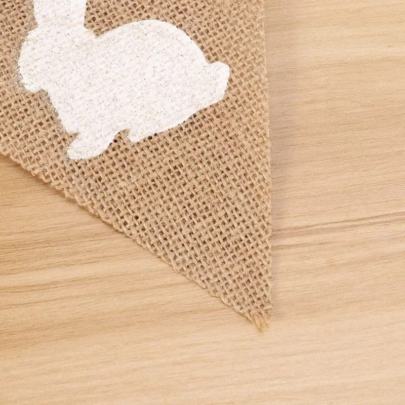 2M 7 vlajok Vintage jutové ľanové zavinovačky Vlajky Vlajky pre Veselé Veľkonočné Dekorácie Zajačik Party Girlanda Dekorácia Candy Bar