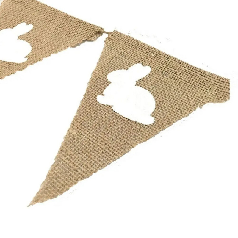 2M 7 vlajok Vintage jutové ľanové zavinovačky Vlajky Vlajky pre Veselé Veľkonočné Dekorácie Zajačik Party Girlanda Dekorácia Candy Bar