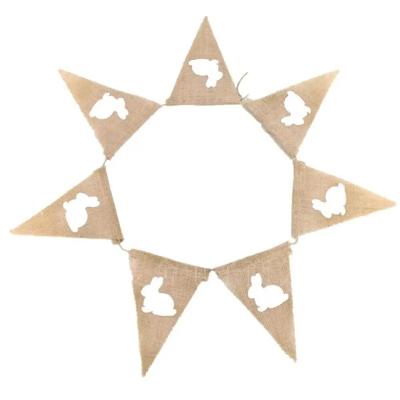 2M 7 vlajok Vintage jutové ľanové zavinovačky Vlajky Vlajky pre Veselé Veľkonočné Dekorácie Zajačik Party Girlanda Dekorácia Candy Bar