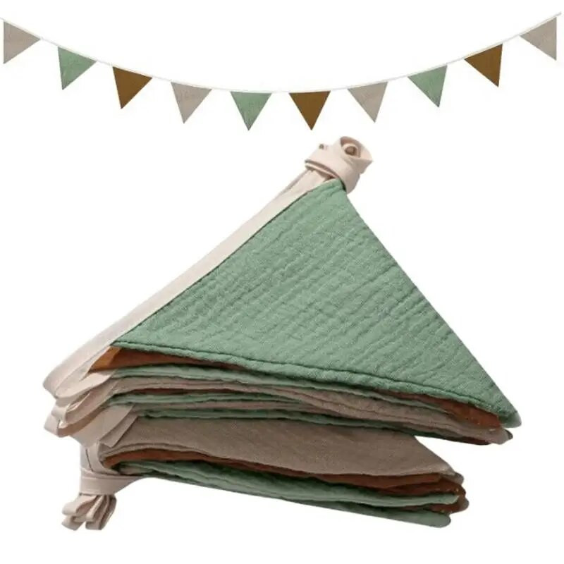 Vlajky s vlajkami z bavlnenej látky, trojuholníkové girlandy s vlajkami, umývateľné, pre detské izby, vlajky s vlajkami pre domácu záhradu a uličnú dekoráciu.