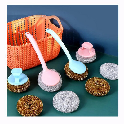 Kitchen Non Damaging Pot Strong Cleaning Brush Pot Detachable And Washable Non Stick Pot Brush Steel Wire Ball Pet Cleaning Ball