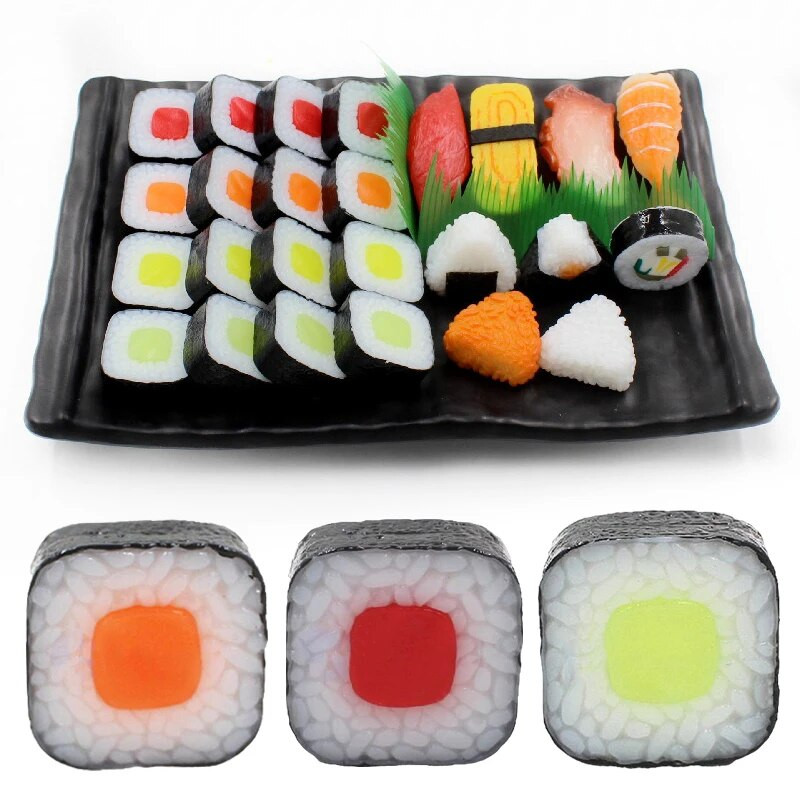 Simulacija lososa Onigiri Model alge Rolada riže Sushi Umjetna lažna hrana Fotografija Rekviziti Dekoracija Dječje igračke