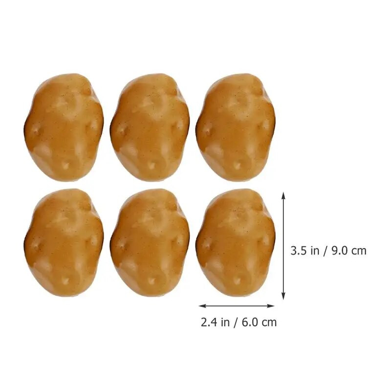 6 ks 9 cm simulačný model zemiakov z umelej peny, model zeleniny, kuchynské realistické fotografické rekvizity