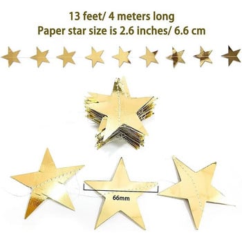 Χρυσό ασήμι 4M Glitter Star Paper Γιρλάντα Banner Twinkle Κρεμαστό σκηνικό για χριστουγεννιάτικο πάρτι γενεθλίων Baby Shower