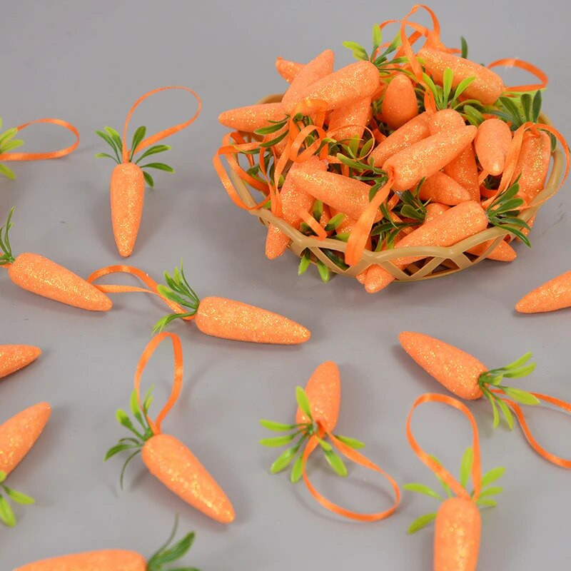 10 vnt velykinių morkų papuošalų, imituotų morkų kabančių pakabukų dekoravimas namams, pasidaryk pats, pavasario Velykų vakarėlio reikmenys Vaikų žaislas