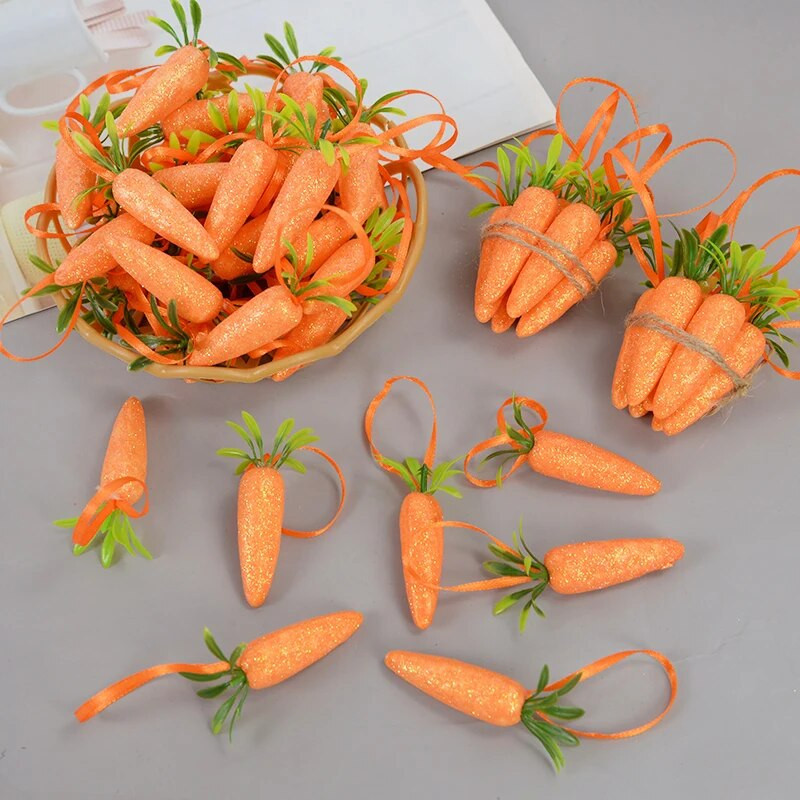 10 vnt velykinių morkų papuošalų, imituotų morkų kabančių pakabukų dekoravimas namams, pasidaryk pats, pavasario Velykų vakarėlio reikmenys Vaikų žaislas