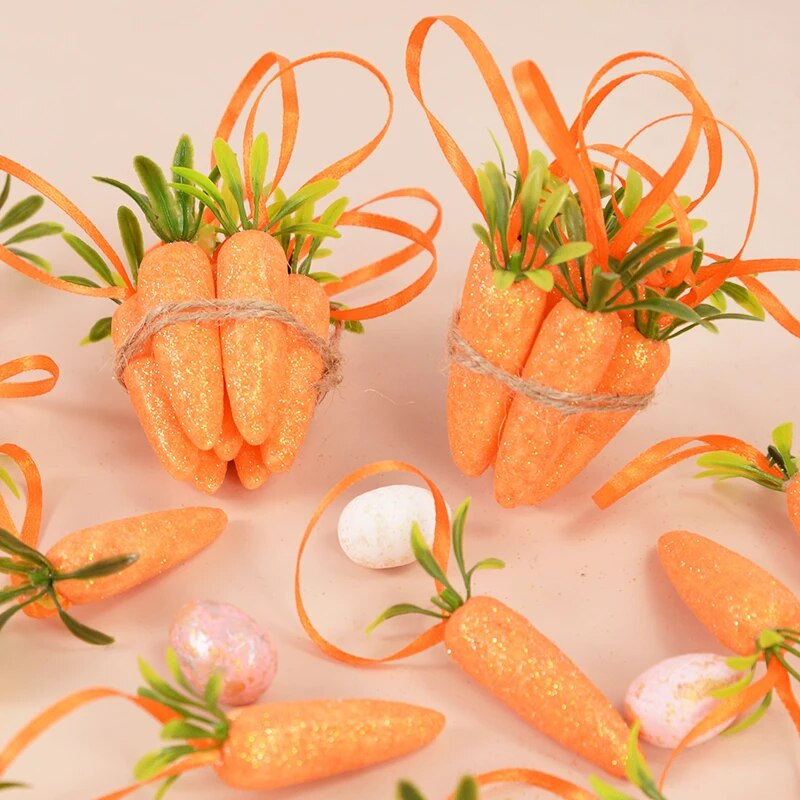 10 vnt velykinių morkų papuošalų, imituotų morkų kabančių pakabukų dekoravimas namams, pasidaryk pats, pavasario Velykų vakarėlio reikmenys Vaikų žaislas