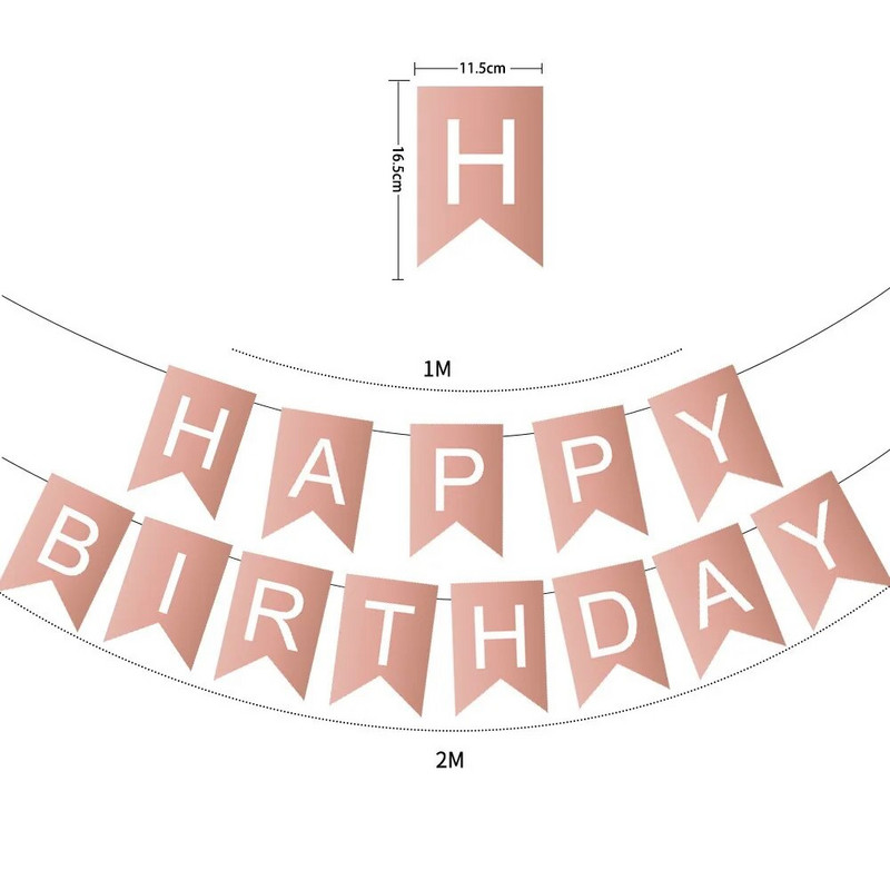 Naujas 1 rinkinys su gimtadieniu papuošimas Gimtadienio vakarėliui Girliandas Kūdikių dušo reikmenys Popieriniai reklamjuostės papuošimai Su gimtadieniu