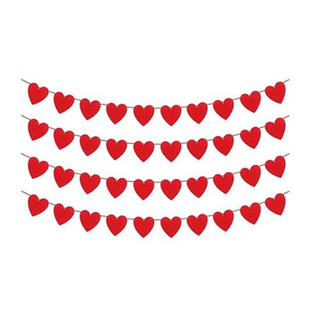 Πανό για την ημέρα του Αγίου Βαλεντίνου Κόκκινη καρδιά Πανό Γιρλάντα Bunting Love Heart Paper Banner Διακόσμηση για την Ημέρα του Αγίου Βαλεντίνου Διακόσμηση για πάρτι γενεθλίων Banner String