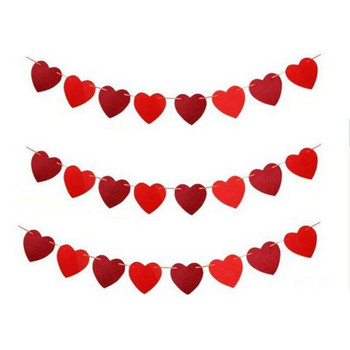Πανό για την ημέρα του Αγίου Βαλεντίνου Κόκκινη καρδιά Πανό Γιρλάντα Bunting Love Heart Paper Banner Διακόσμηση για την Ημέρα του Αγίου Βαλεντίνου Διακόσμηση για πάρτι γενεθλίων Banner String