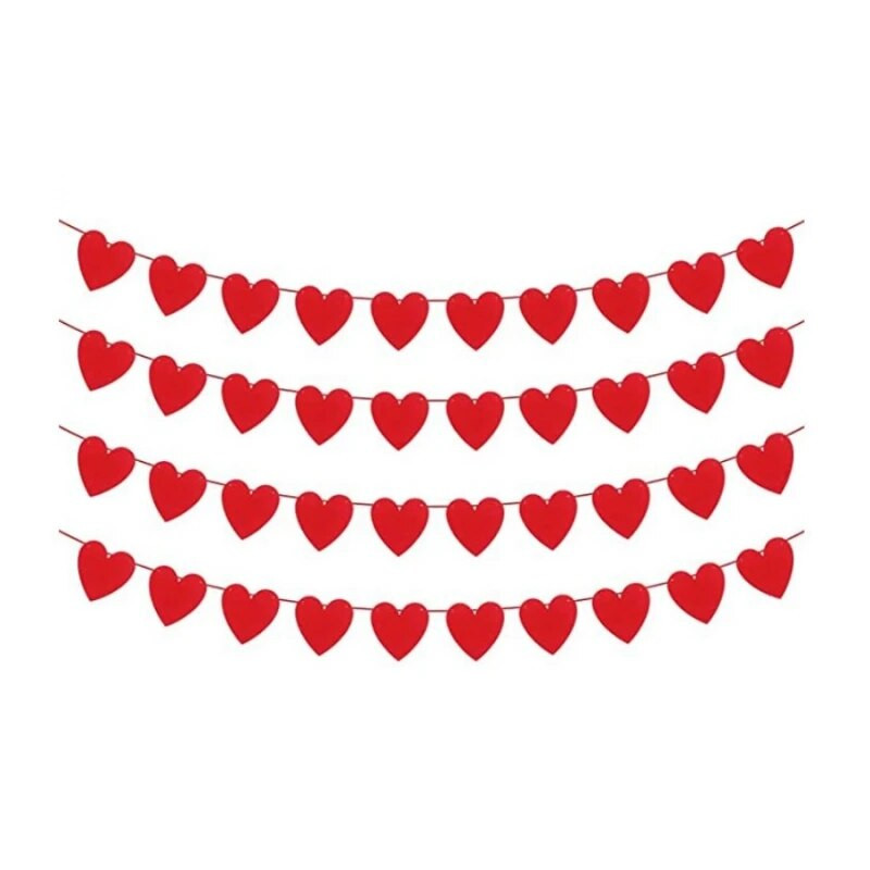Valentínsky červený banner so srdcom, girlanda, zavinovačka, papierový banner s láskou, Valentínska dekorácia, narodeninová párty, bannerová šnúrka