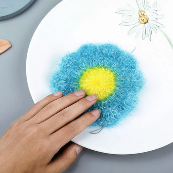 2 бр. Акрилни незалепващи маслени кърпи за съдове Цветна топка за миене на съдове Ръчно изработени удебелени инструменти за почистване на кухненска купа