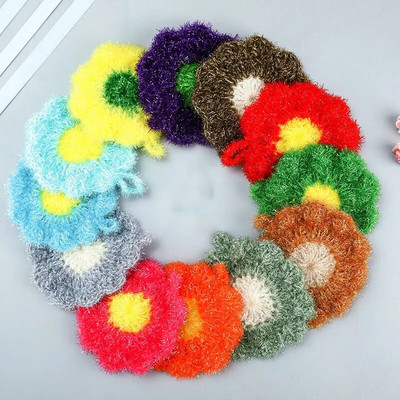 2Pcs Acrylic Non-stick Oil Dish Towels Flower Dishwashing Ball Handmade Thickened Kitchen Dish Bowl Cleaning Tools