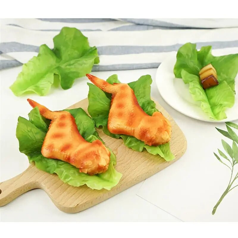 2 bucăți frunze de salată verde artificială salată verde simulată mâncare artificială reală, acasă, petrecere, bucătărie, festival, decorare