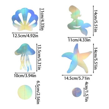 4,5 м русалка, цветен гирлянд с мехурчета, висящи морски звезди, медузи, хартиени гирлянди, русалка, парти под морето, декор за парти за рожден ден