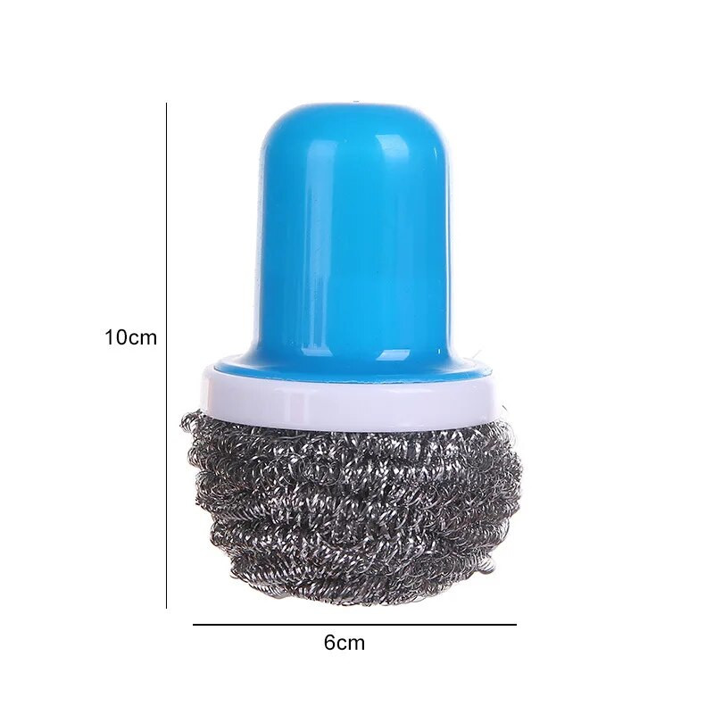 Terasest traatkuulipuhastushari käepidemega köögipuhastusvahend potinõude pesemiseks.