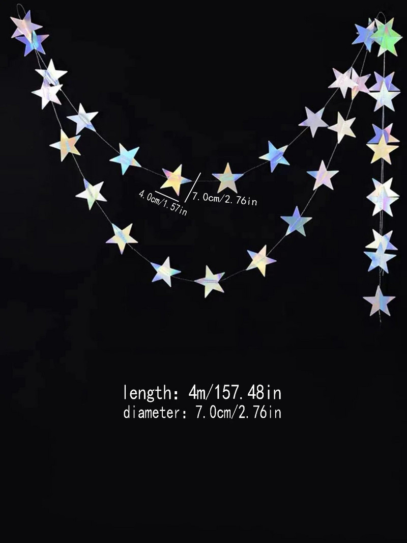 Vaivorykštės rašto popierinė girlianda Žvaigždėmis suverta reklaminė juosta Vestuvių reklaminė juosta Vakarėlio namų sienos dekoracija kūdikių dušo kambarys