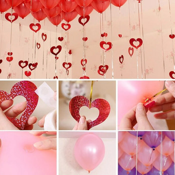 100 τμχ/Σετ Κρεμαστό με μπαλόνι και κλωστή Κοίλες πούλιες σε σχήμα καρδιάς Διακόσμηση γάμου DIY Χάρτινες γιρλάντα για πάρτι γενεθλίων