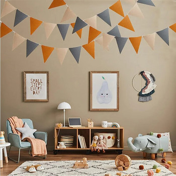 Καφέ Cafe Beige Ρουστίκ Διακόσμηση Γαμήλιο πάρτι Felt Pennant Banner Fabric Triangle Flag Streamer Woodland Bear Baby Shower Bunting