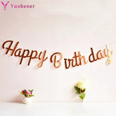 Честит рожден ден Lettar банер First Boy Girl Party Decoration Adult Kids Baby My 1st One Year Paper Garland Bunting Supplies