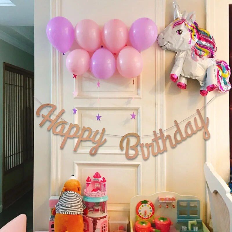 Честит рожден ден Lettar банер First Boy Girl Party Decoration Adult Kids Baby My 1st One Year Paper Garland Bunting Supplies