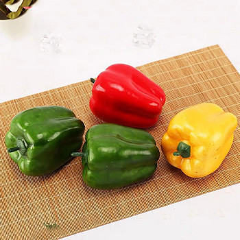 3PC Τεχνητές πιπεριές Ρεαλιστικά απομιμήσεις λαχανικών Ψεύτικες πιπεριές Αγορά Εστιατόρια Εμφάνιση στηρίγματος για παιδιά Γνωστικό εργαλείο διδασκαλίας