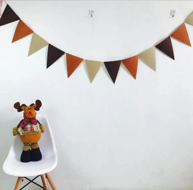 Semicerc Triunghi Tesatura Bunting Fanion Steaguri Crăciun Halloween Banner Ghirlandă Vintage Baby Birthday Party Festival Decor