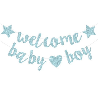 Baby Shower Dekoratsioonibänner Roosa Sinine Värv Tere tulemast Beebitüdruk Poiss Sugu Särav Garland Peokaunistus