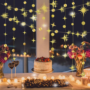 Лазерна звезда Хартиен гирлянд Флаш банер Кръгли висящи знамена Честит рожден ден Декорация на сватбено тържество Деца Baby Shower DIY Консумативи