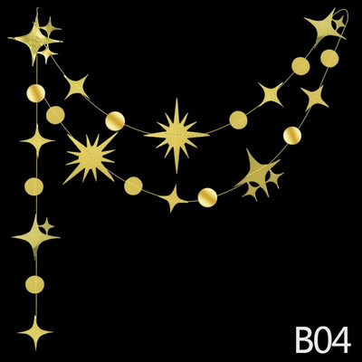 Laser Star Paper Garland Flash bänner Ümmargune rippuvad lipud Palju õnne sünnipäevaks pulmapeo kaunistus lastele Beebi dušš DIY tarvikud