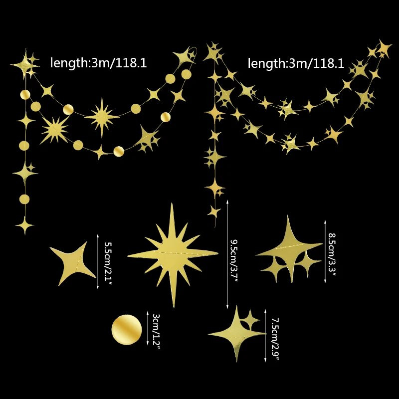 Ghirlanda de hârtie cu stea cu laser Banner fulger Steaguri rotunde agățate La mulți ani, decorare pentru petrecerea de nuntă, pentru copii, pentru baby shower, bricolaj