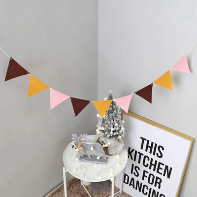 8M Khaki rudos kavos pilkos spalvos vimpeliai, reklamjuostės Vestuvių/Kalėdų/Gimtadienio vakarėlio vėliavėlės Pakabinamos girliandos dekoravimo reikmenys