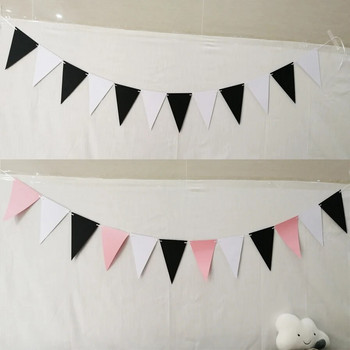 Νέο Επίσημο Λευκό Ασημί Μαύρο Χάρτινο Κουτσόπανο Τρίγωνο Σημαία Γιρλάντα Διακόσμηση πάρτι για γάμο/γενέθλια/μωρό