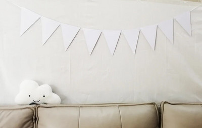 Új ünnepélyes fehér ezüst fekete papír sármány zászlós háromszög zászló zászló füzér Esküvői/születésnapi/bababemutató party dekoráció