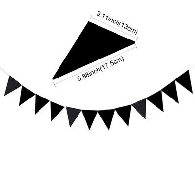 Új ünnepélyes fehér ezüst fekete papír sármány zászlós háromszög zászló zászló füzér Esküvői/születésnapi/bababemutató party dekoráció