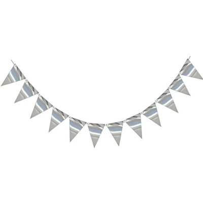 Új ünnepélyes fehér ezüst fekete papír sármány zászlós háromszög zászló zászló füzér Esküvői/születésnapi/bababemutató party dekoráció