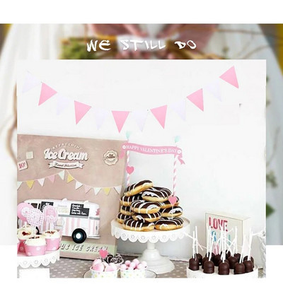 Új ünnepélyes fehér ezüst fekete papír sármány zászlós háromszög zászló zászló füzér Esküvői/születésnapi/bababemutató party dekoráció