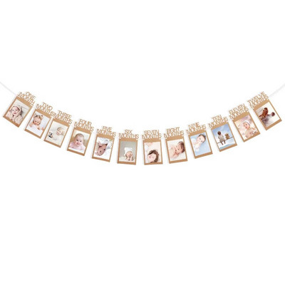 12 месеца Рамка за снимки Банер Новородено гирлянда First Kids Baby Boy Girl My 1 One Year 1st Happy Birthday Party Decoration Supplies